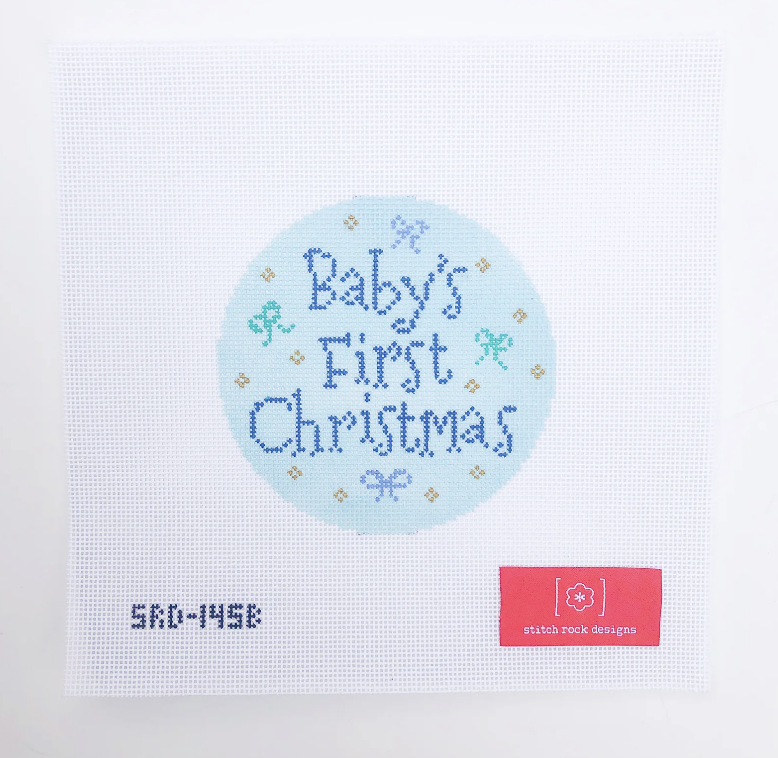 Canvas BABY'S FIRST CHRISTMAS - BLUE  SRD145B  4" ROUND