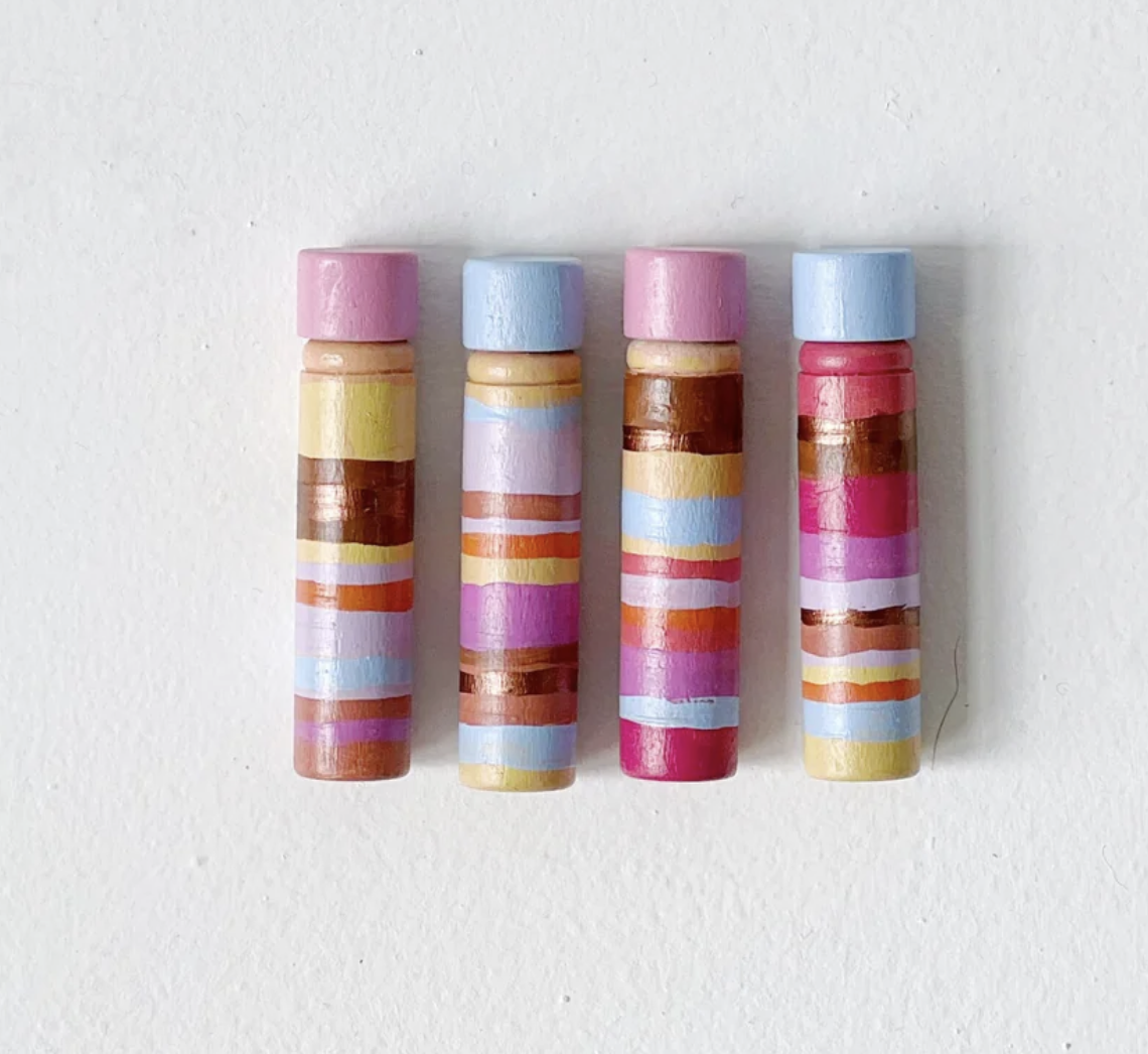 Accessories WOODEN NEEDLE VIAL  2.25" - ABBY -  PURPLE/PINKS