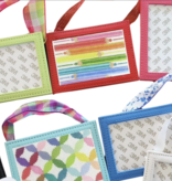 Accessories MINI   LEATHER SIGN  3X4" OPENING WITH RIBBON HANGER - HOT PINK