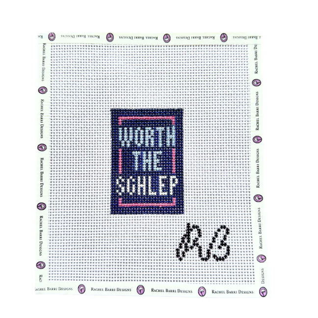 Canvas WORTH THE SCHLEP BAG TAG INSERT  2X3"  - NAVY