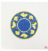 Canvas BLUE LEMON PLATE   4" ROUND