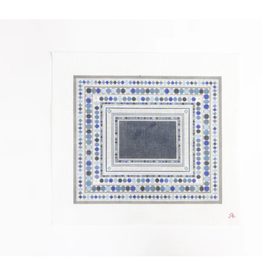 Canvas CHINA PATTERN XL  13X15" -  BLUES AND SILVERS