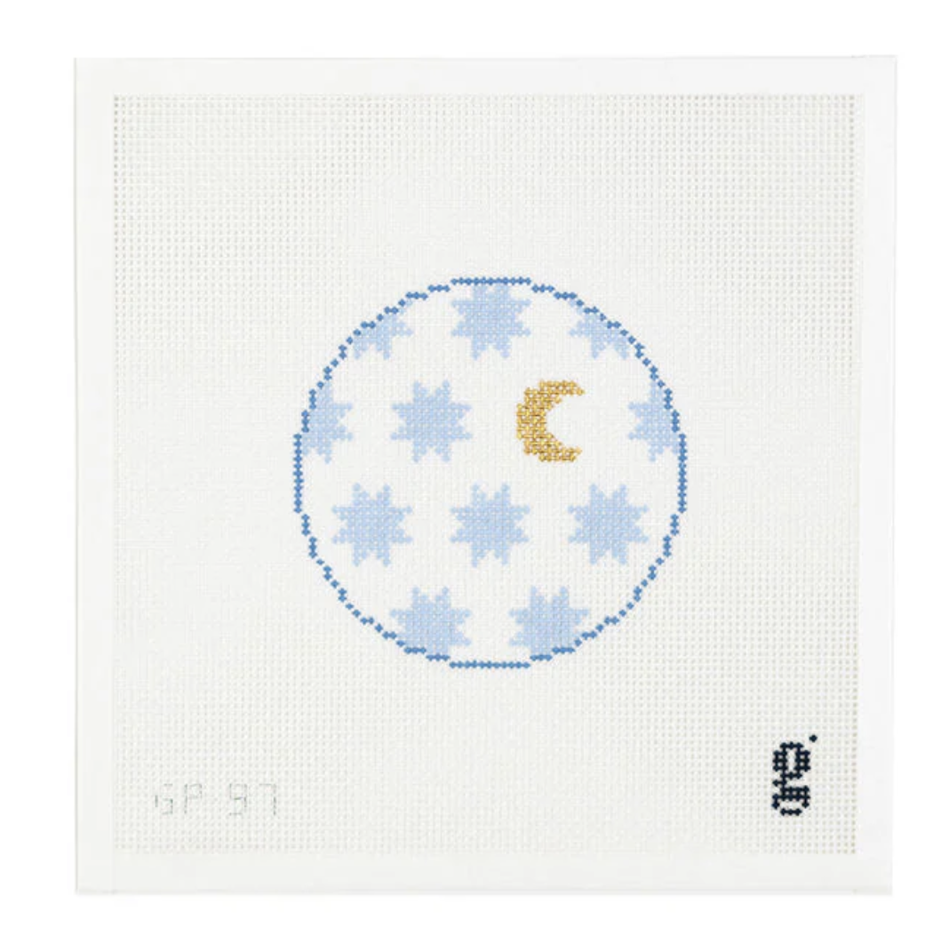 Canvas MOON AND STARS  GP97  -  4" ROUND  -  WHITE