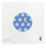 Canvas MOON AND STARS  GP97  -  4" ROUND  -  BLUE