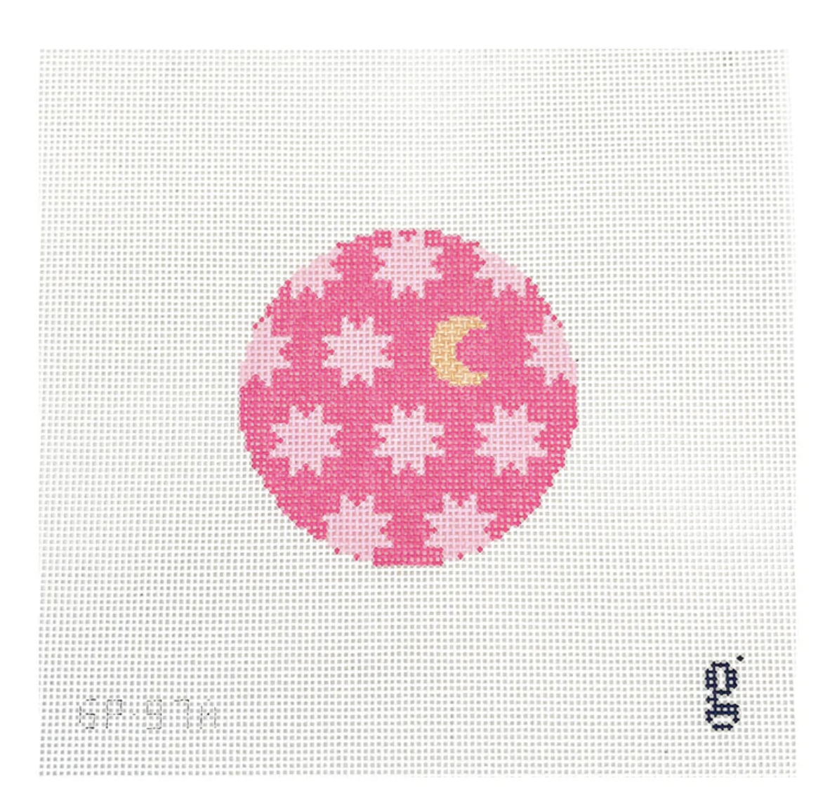 Canvas MOON AND STARS  GP97  -  4" ROUND  -  PINK