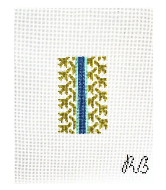 Canvas AIRPLANE HOUNDSTOOTH - GREEN   BAG TAG INSERT  2X3"