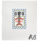 Canvas GET THE FLIGHT OUT - BLUE  BORDER  BAG TAG INSERT  2X3"