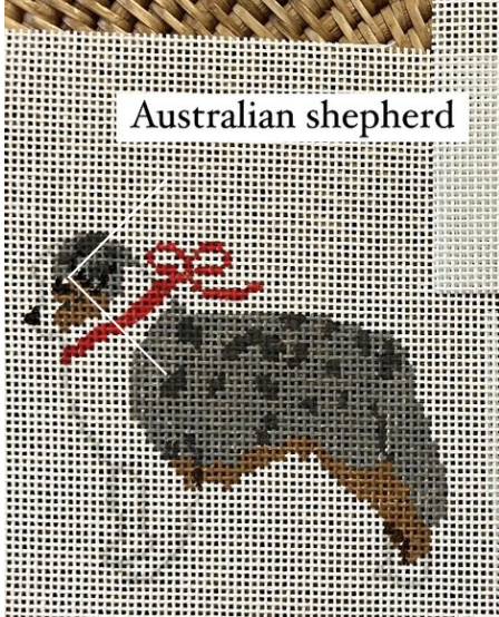 Canvas SANTA DOG POUND - AUSSIE  4X3.5"