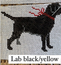 Canvas SANTA DOG POUND - BLACK LAB  4.5X3"