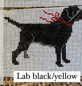 Canvas SANTA DOG POUND - YELLOW LAB  4.5X3"