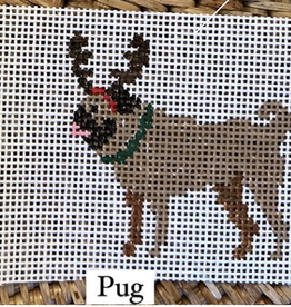 Canvas SANTA DOG POUND - PUG  3X2.5"