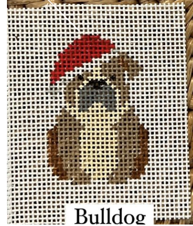 Canvas SANTA DOG POUND - BULLDOG  1.5X2.5"