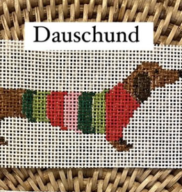 Canvas SANTA DOG POUND - DAUSCHUND  1.5X2.5"