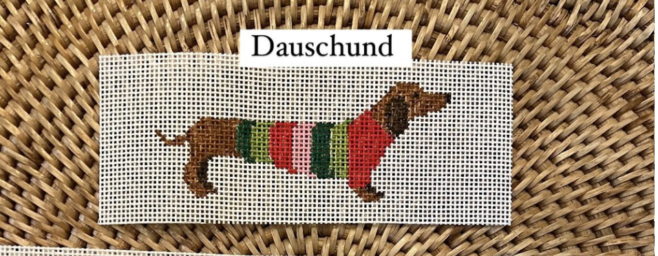Canvas SANTA DOG POUND - DAUSCHUND  1.5X2.5"