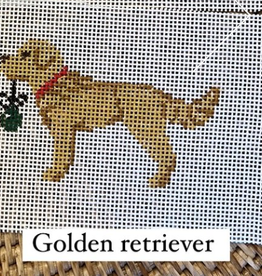 Canvas SANTA DOG POUND - GOLDEN RETRIEVER  4X2.5"