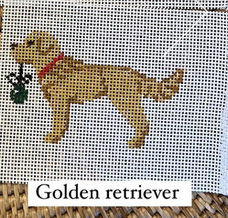 Canvas SANTA DOG POUND - GOLDEN RETRIEVER  4X2.5"