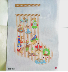 Canvas 12 DAYS OF CHRISTMAS  STOCKING  KCD7633   11X19