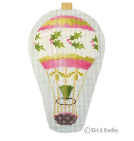 Canvas MINI HOT AIR BALLOON  - PINK HOLLY   KB1277   5.75X3.25"