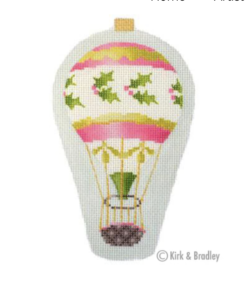 Canvas MINI HOT AIR BALLOON  - PINK HOLLY   KB1277   5.75X3.25"