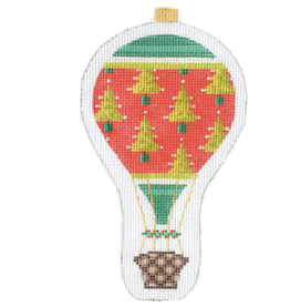Canvas MINI HOT AIR BALLOON  - CHRISTMAS TREES   KB1288   5.75X3.25"