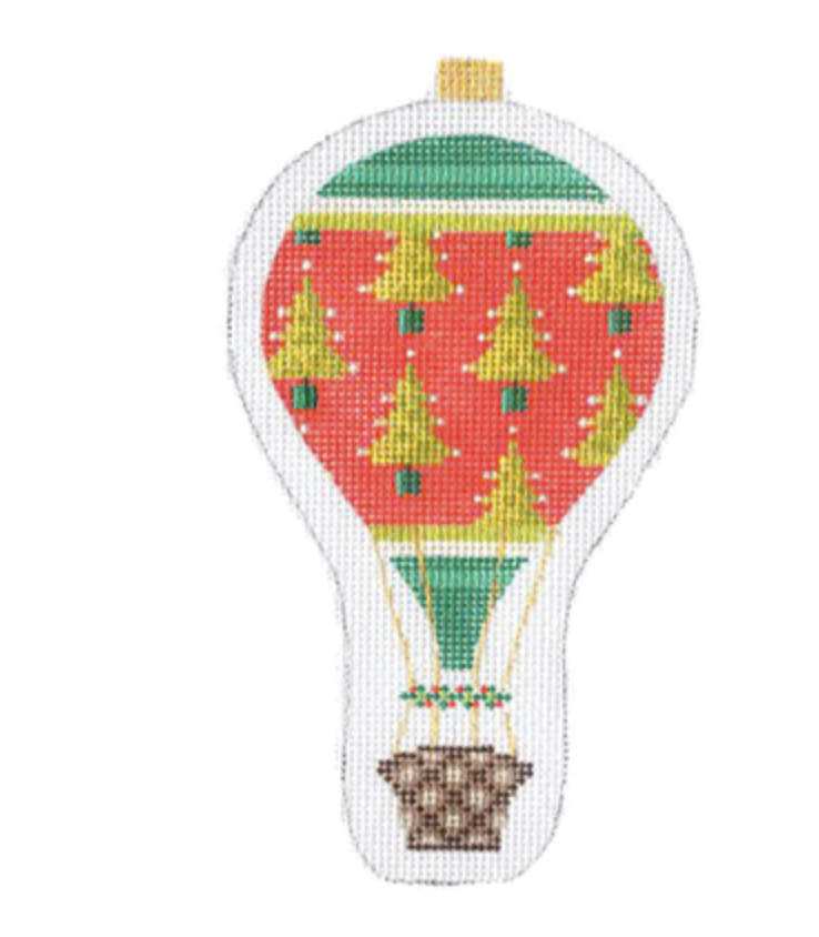 Canvas MINI HOT AIR BALLOON  - CHRISTMAS TREES   KB1288   5.75X3.25"