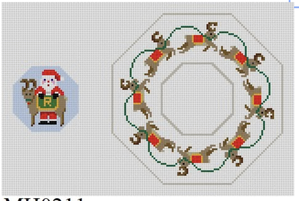 Canvas SANTA AND REINDEER OCTOGON DANGLER  MH0211