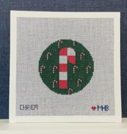 Canvas CANDY CANE ROUND  CHR109   4" ROUND