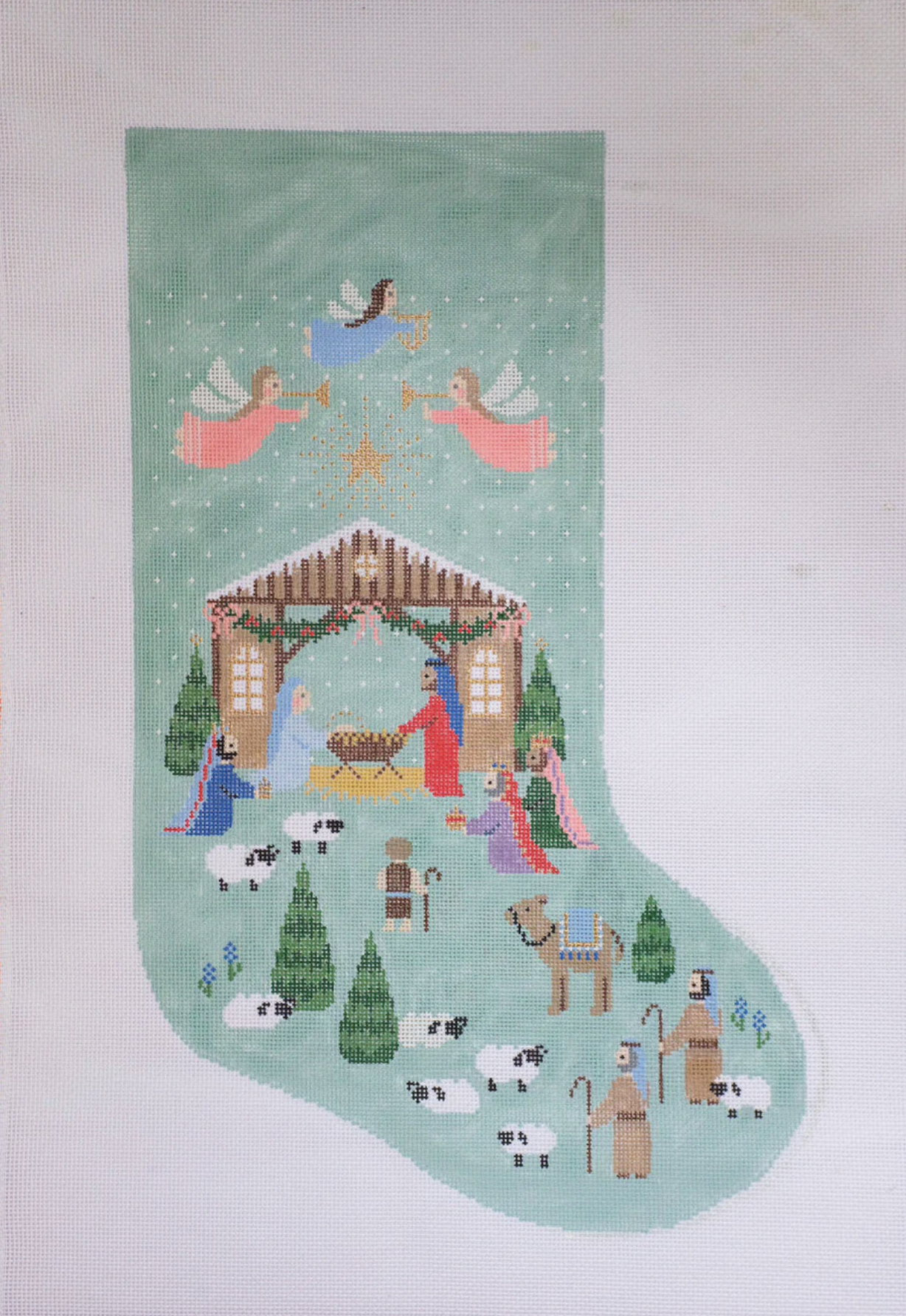 Canvas NATIVITY STOCKING  12X19"