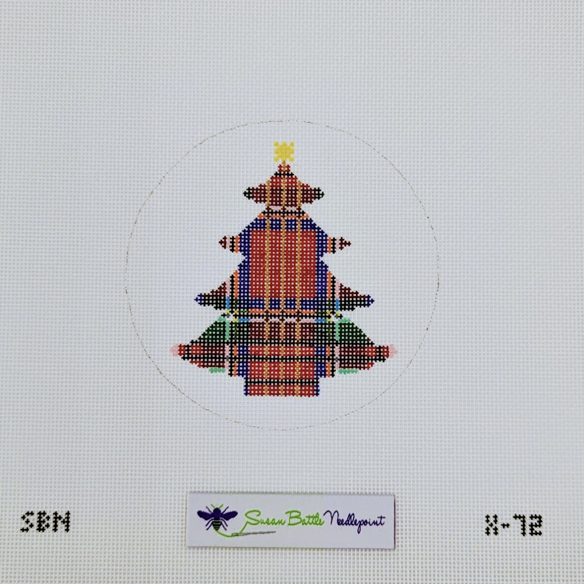 Canvas PLAID TREE   X72  4.5" ROUND