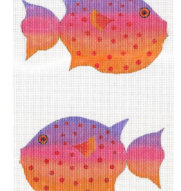 Canvas PUFFER FISH  2-SIDED  ZE604    5X3.25"