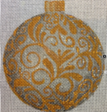 Canvas CHRISTMAS BALL GOLD WITH SILVER  SCROLL  CH305D