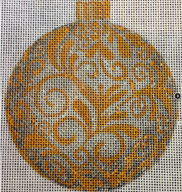 Canvas CHRISTMAS BALL GOLD WITH SILVER  SCROLL  CH305D