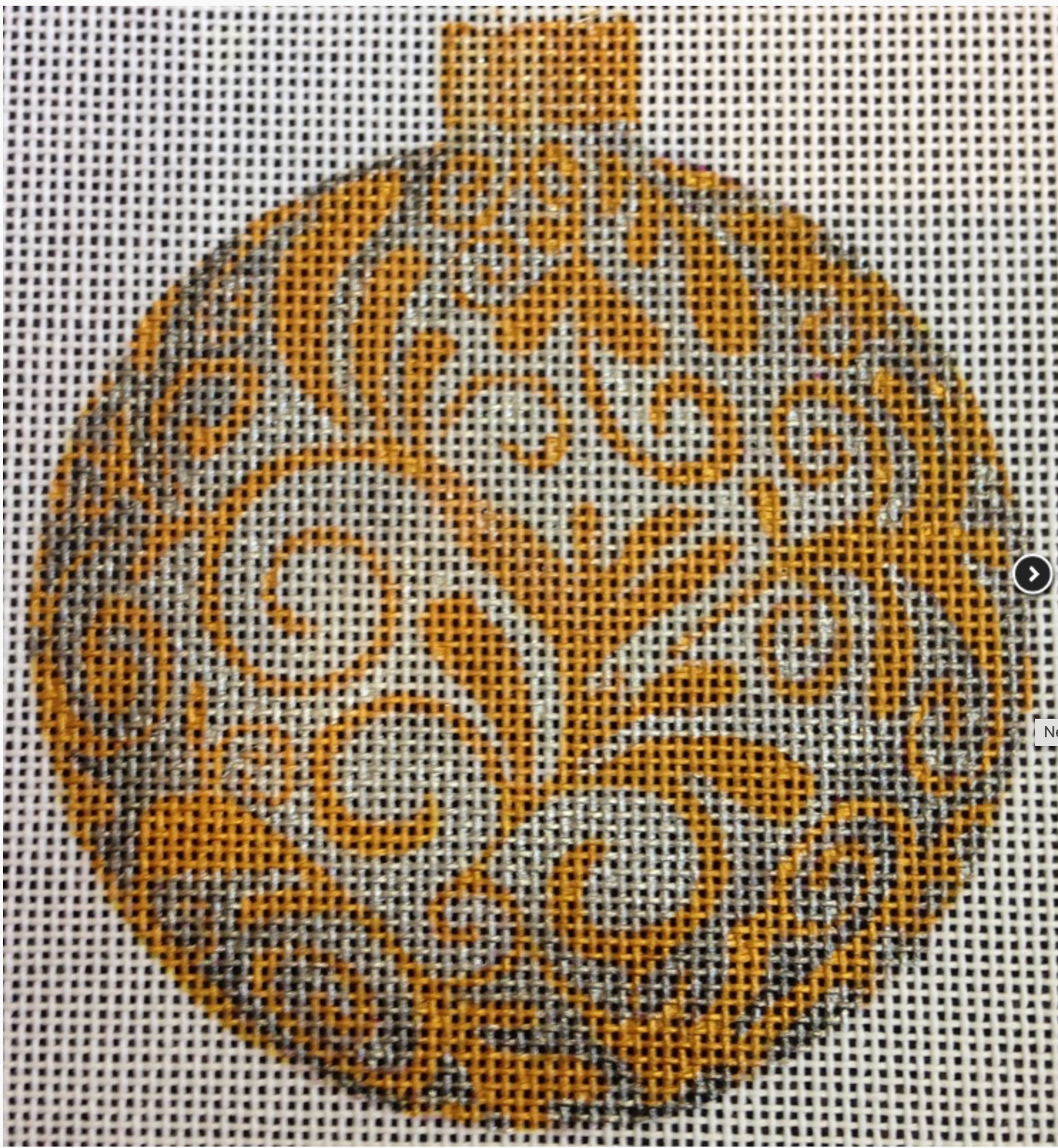 Canvas CHRISTMAS BALL GOLD WITH SILVER  SCROLL  CH305D