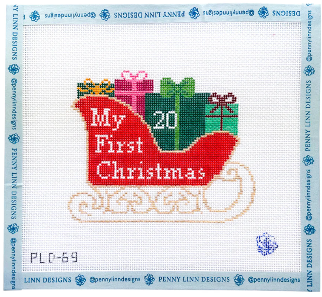 Canvas MY FIRST CHRISTMAS  SLEIGH  PLD69  5X4"