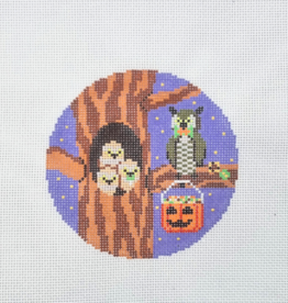 Canvas HALLOWEEN HOOTS  SAS0165  4" ROUND