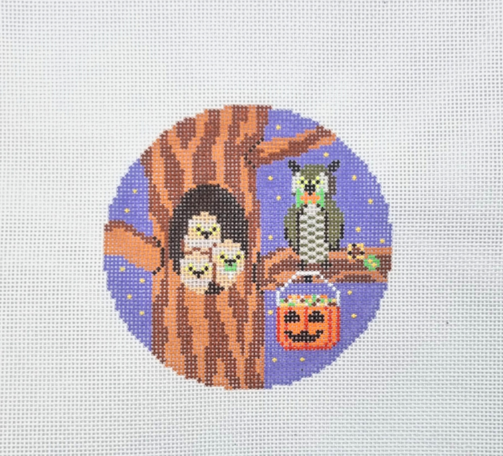 Canvas HALLOWEEN HOOTS  SAS0165  4" ROUND
