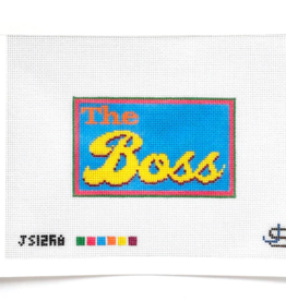 Canvas THE BOSS PAPERWEIGHT  - BRIGHT  SCROLLY 126A    INSERT  4.5X2.75"  CANVAS ONLY