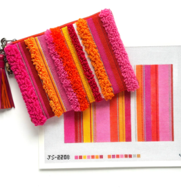 Canvas TUFTED STRIPE CLUTCH - PINK AND ORANGES  JS220B  7X10"