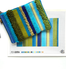 Canvas TUFTED STRIPE CLUTCH - BLUE AND GREENS  JS220A  7X10"