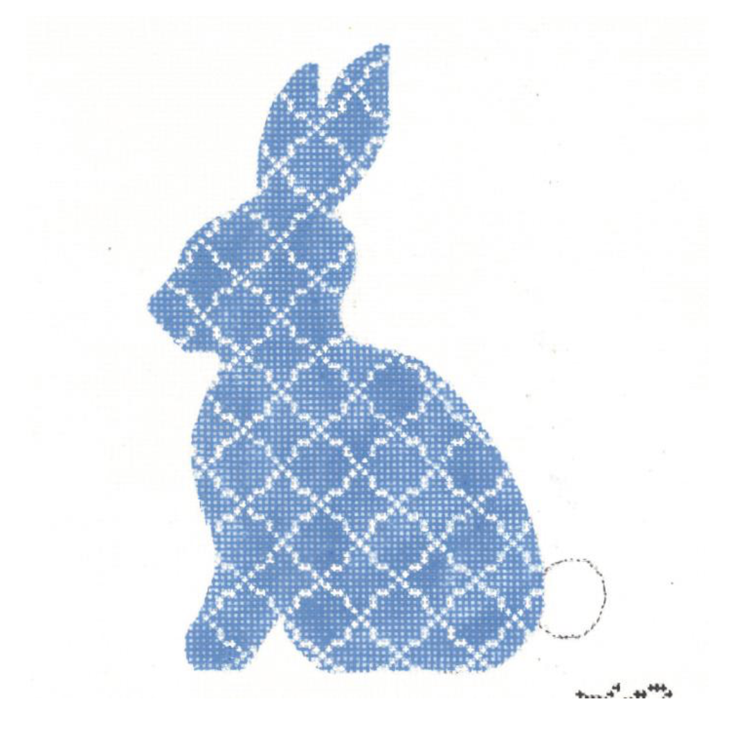 Canvas SKY BLUE QUATREFOIL STANDING HARE  KCA6218  4X5.5"