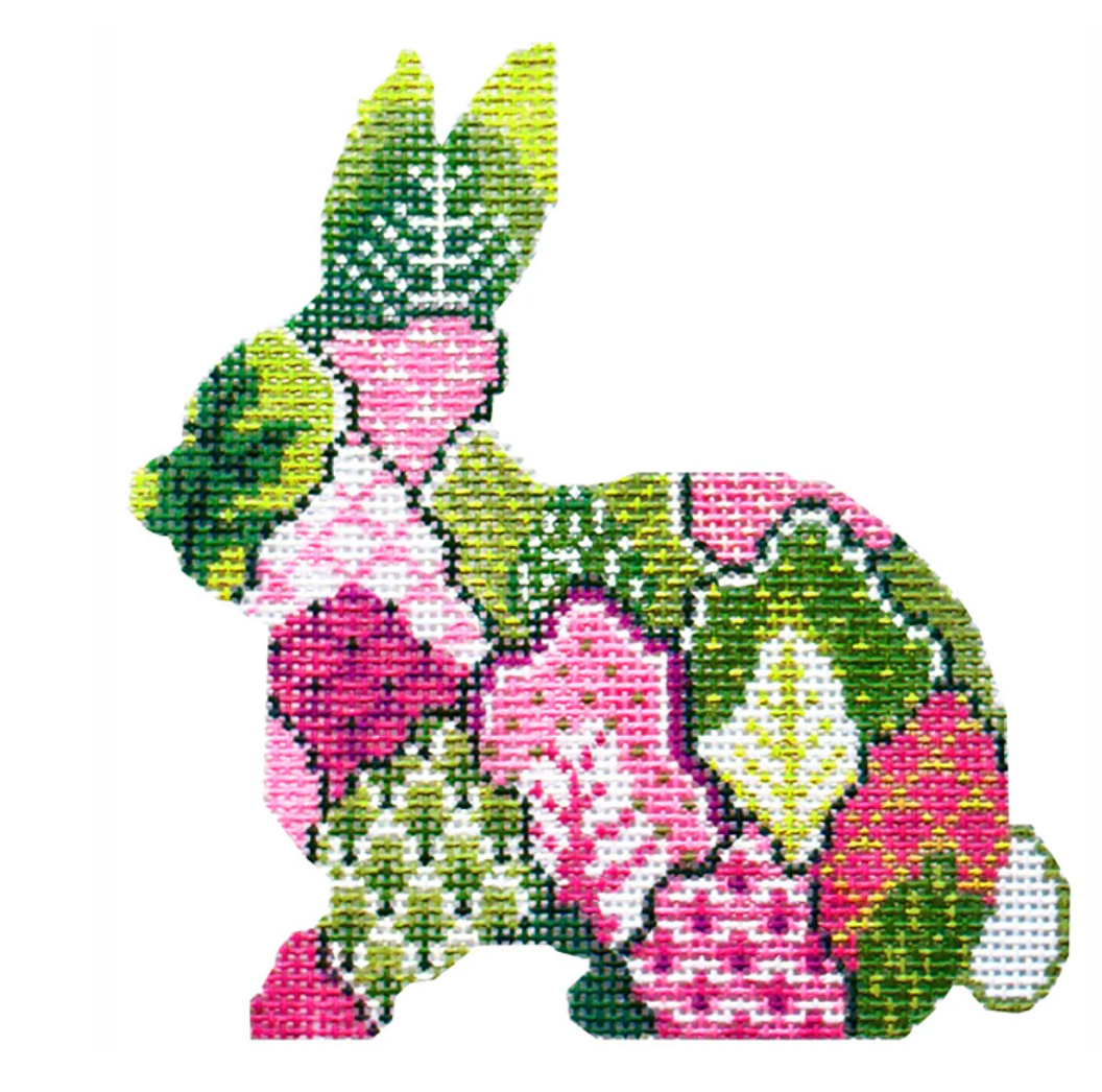 Canvas PINK TOBACCO LEAF  BUNNY  KCA10018  4.25X4.5"