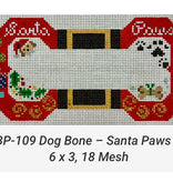 Canvas CHRISTMAS SANTA PAWS   BONE  ORNAMENT BP109  6X3"