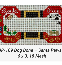 Canvas CHRISTMAS SANTA PAWS   BONE  ORNAMENT BP109  6X3"