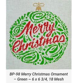 Canvas MERRY CHRISTMAS ORNAMENT - GREEN  BP98  6X6.75"