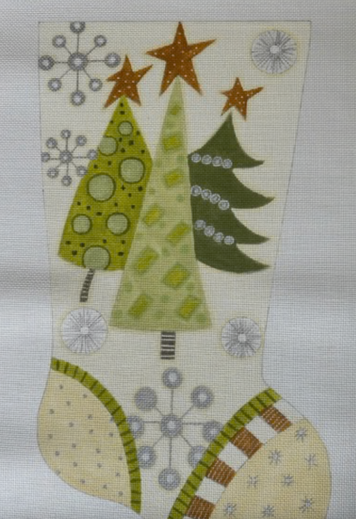 Canvas GREEN TREES STOCKING 235  12X21"
