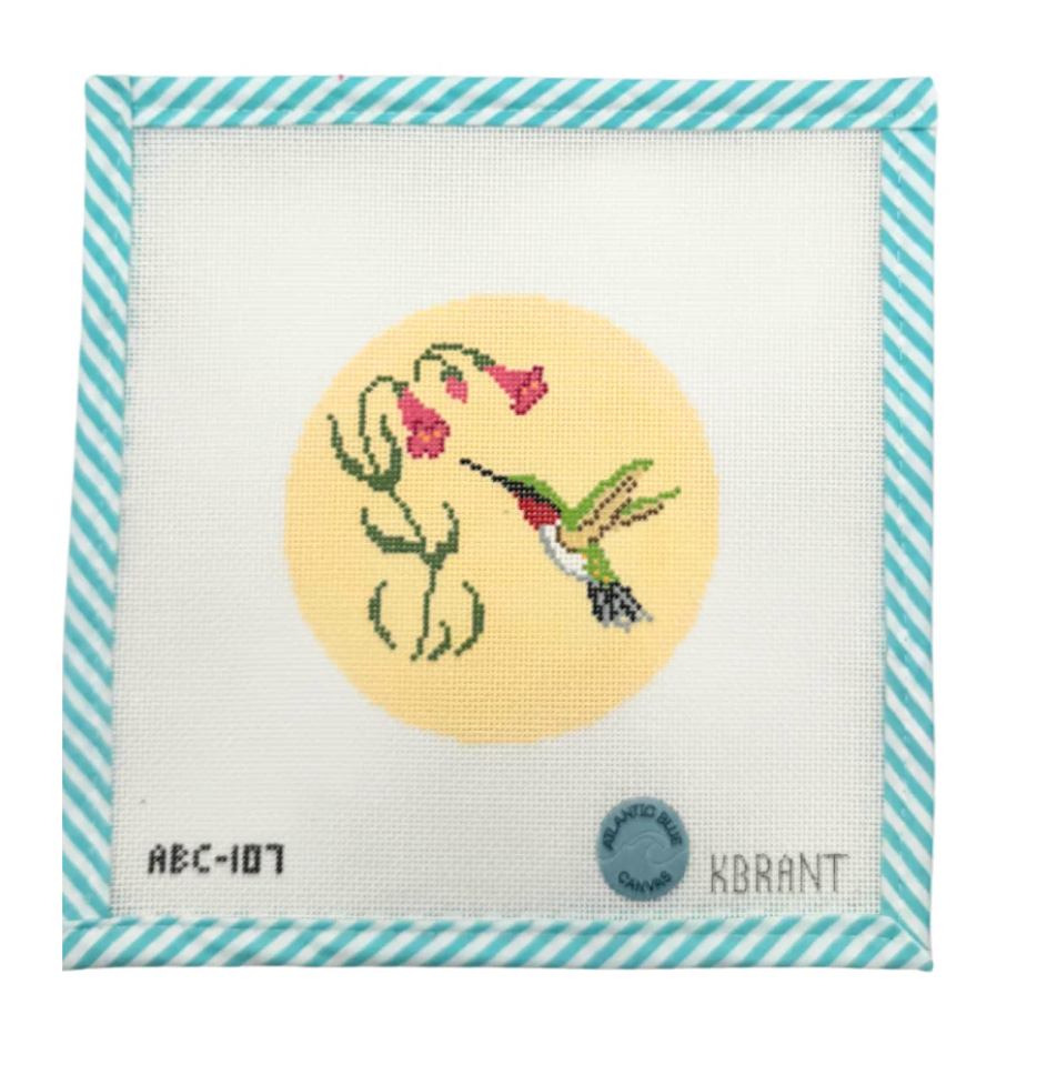 Canvas BIRD SERIES - HUMMINGBIRD  ABC107  4"ROUND