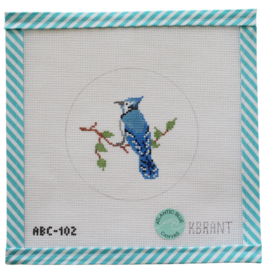 Canvas BIRD SERIES -BLUE JAY  ABC102  4"ROUND