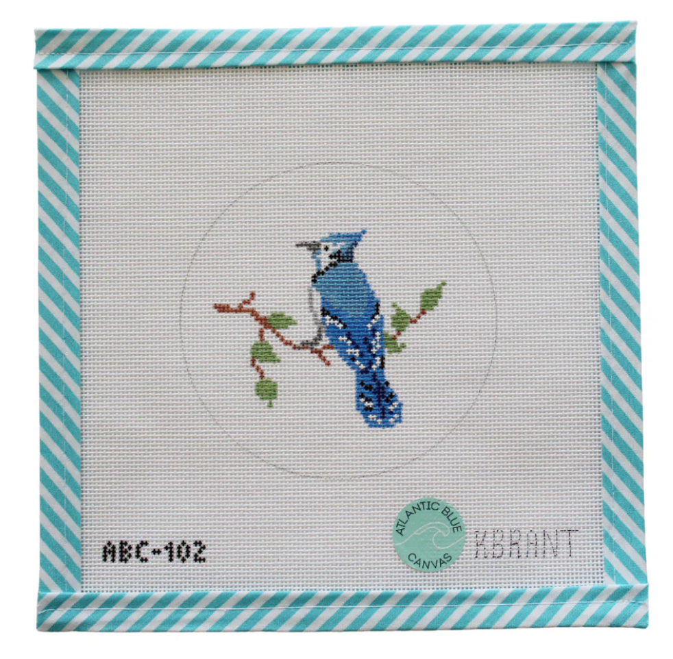 Canvas BIRD SERIES -BLUE JAY  ABC102  4"ROUND