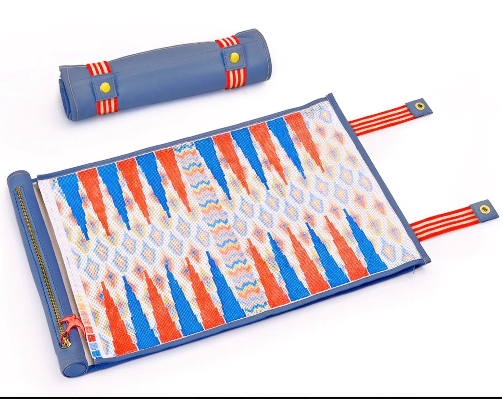 Canvas IKAT SELF- FINISHING BACKGAMMON TRAVEL SET
