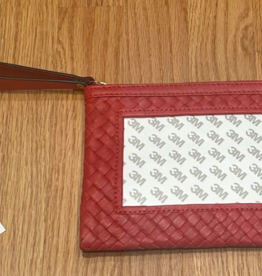Accessories LAMBSKIN WOVEN POUCH  SELF-FINISHING  -RED  3X6 INSERT